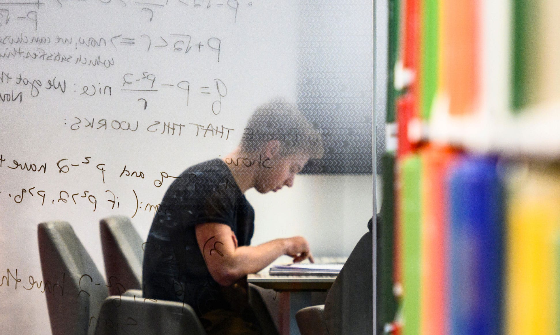 Student working on laptop at Grainger Library