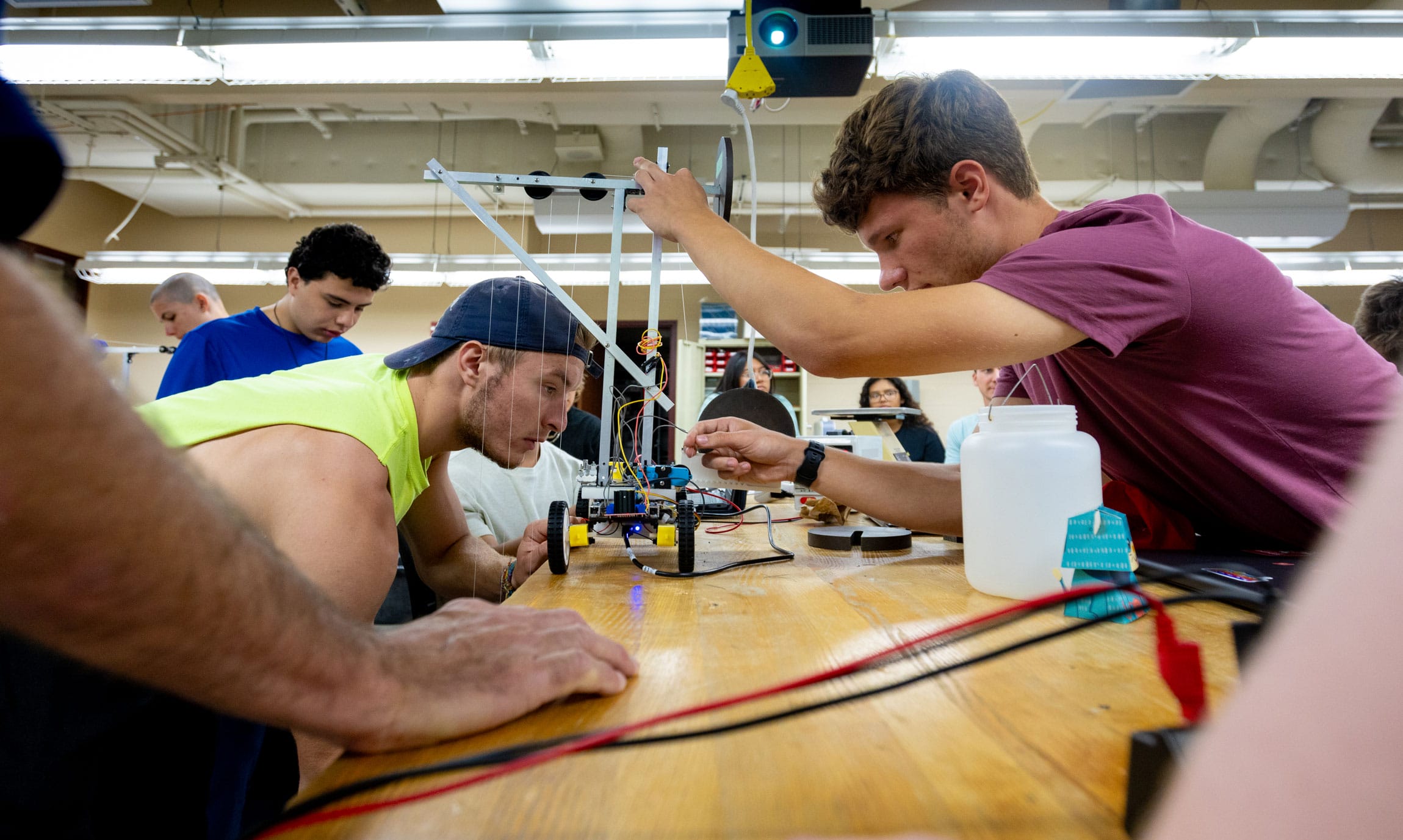 Students working on models in an Engineering class