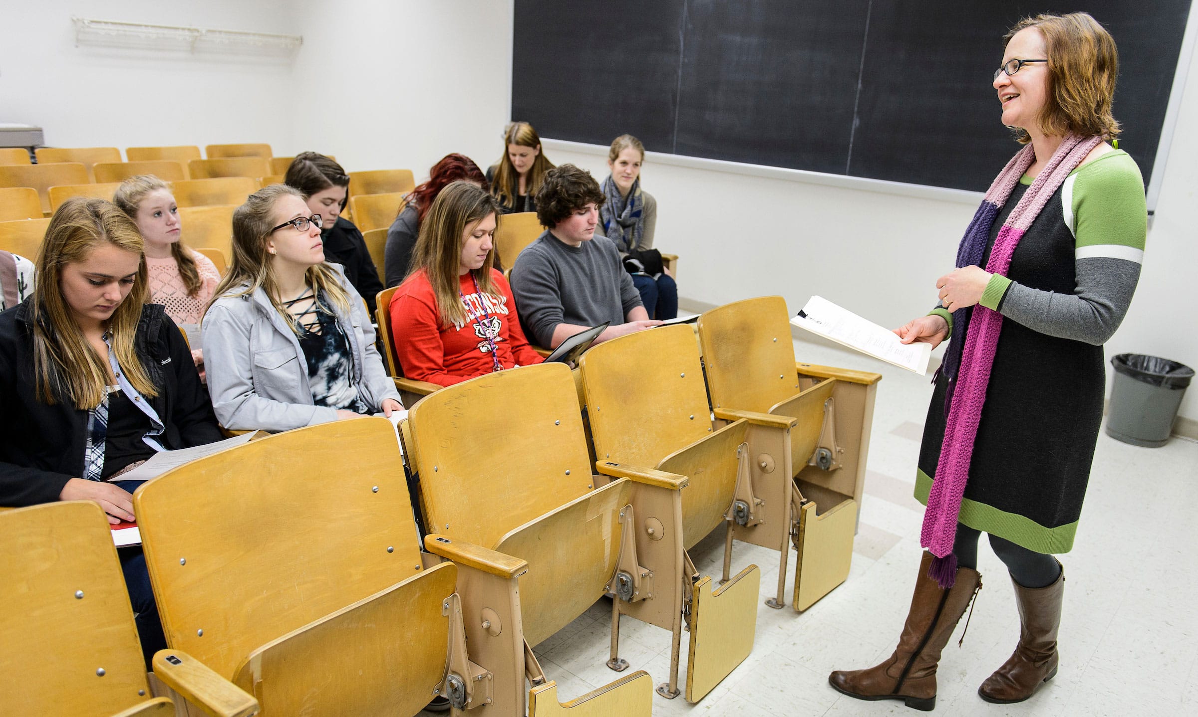 Languages professor Wendy Johnson speaking to class