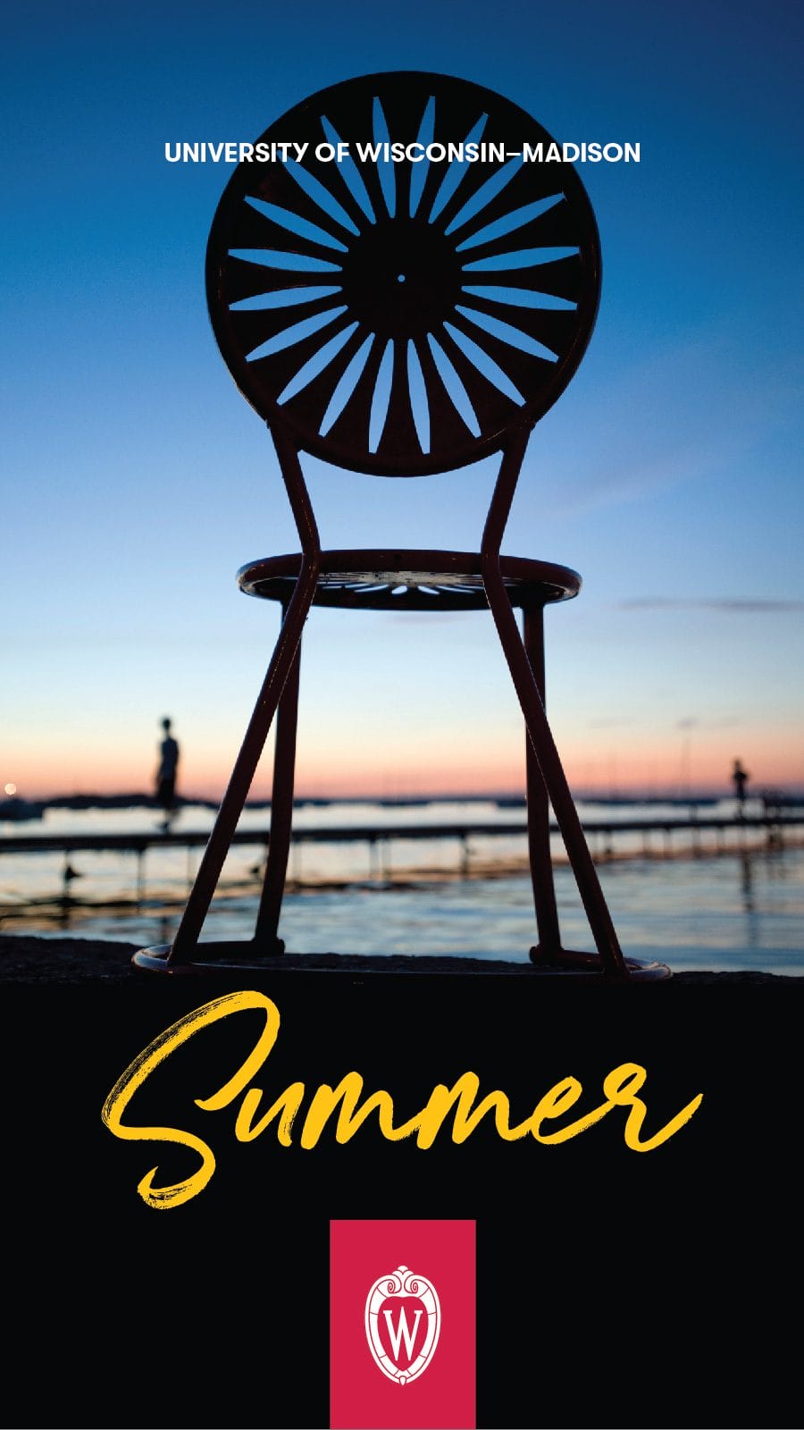 Phone background photo of a Memorial Union Terrace chair at sunset