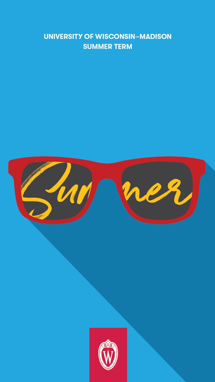Phone background graphic of red sunglasses with the word 'Summer' reflected in the lenses