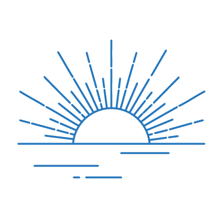 Sunset over water icon