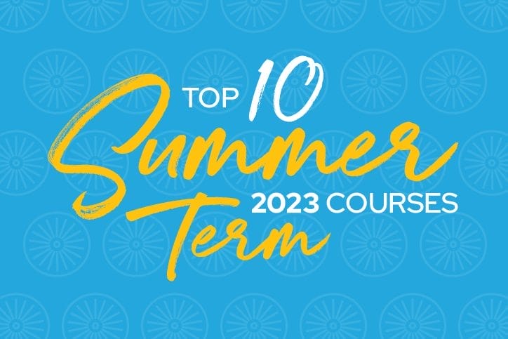 graphic images that says Top 10 Summer Term 2023 Courses