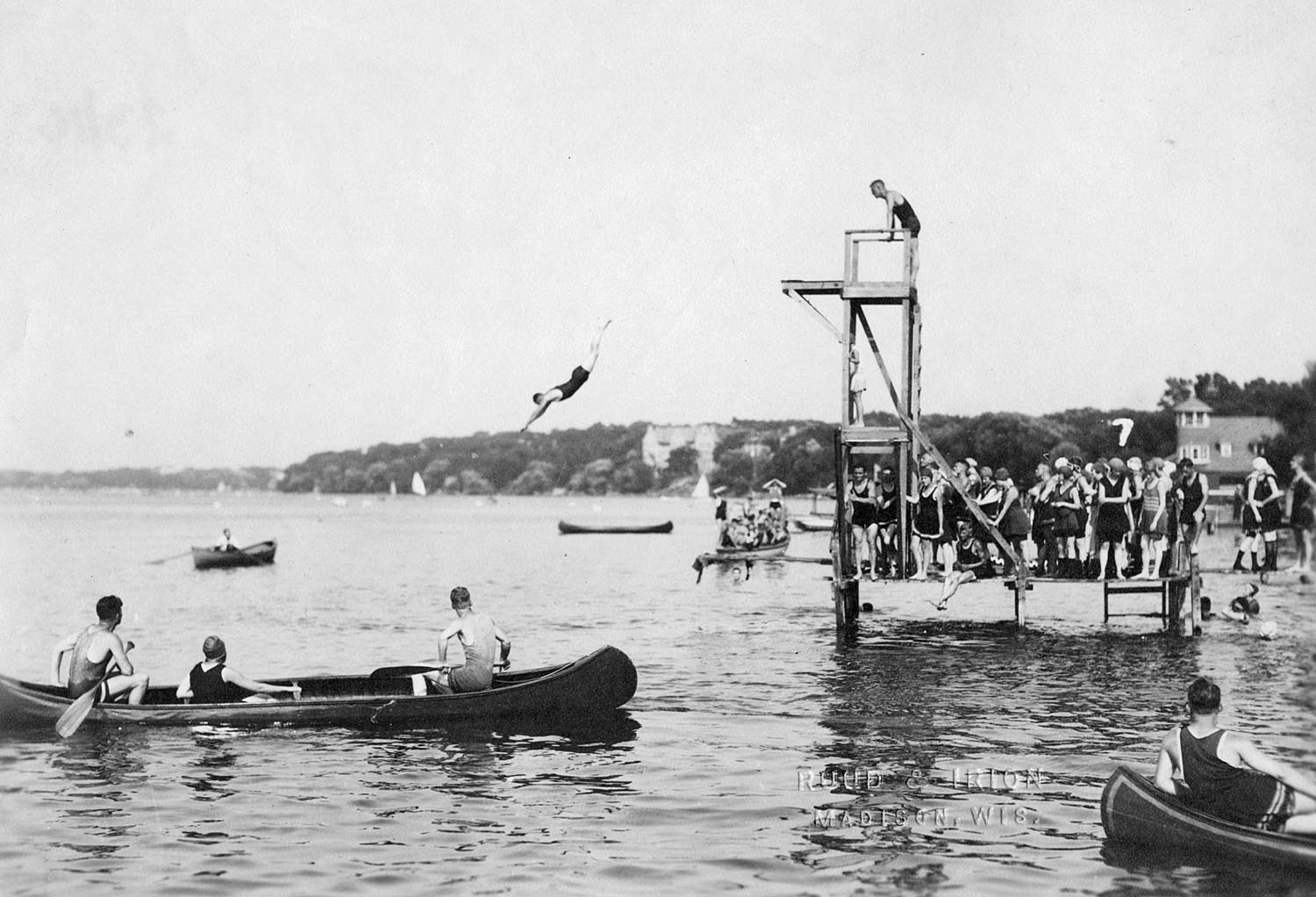 Diving into Lake Mendota, 1919