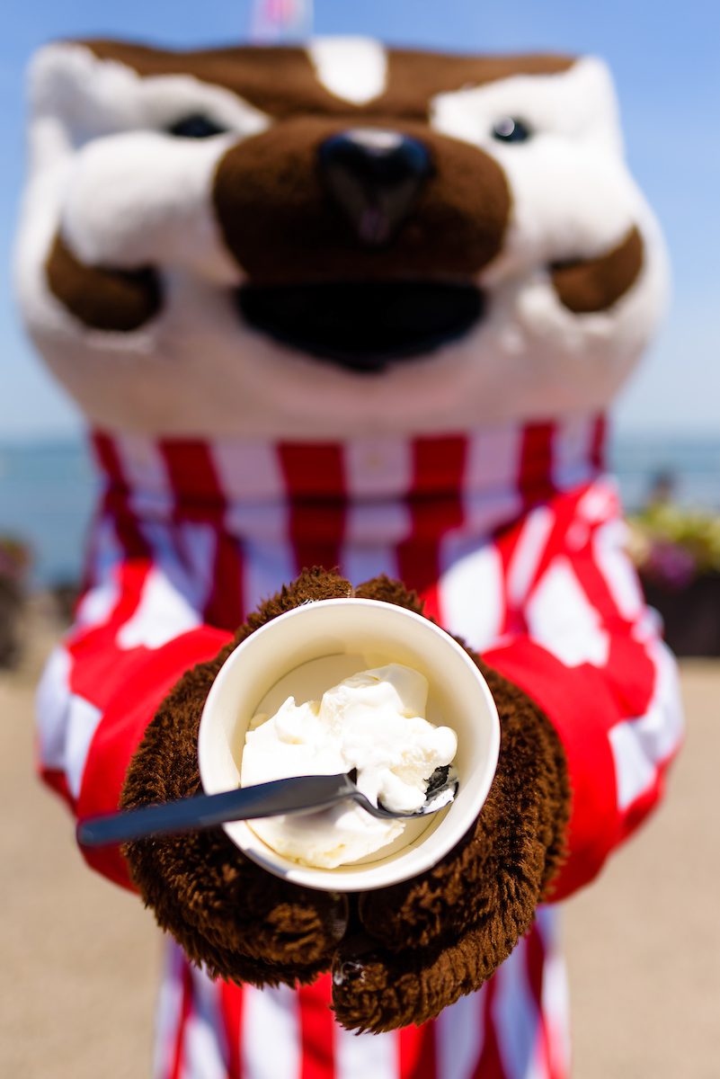 Bucky Badger at 2018 Summer Term Ice Cream Social