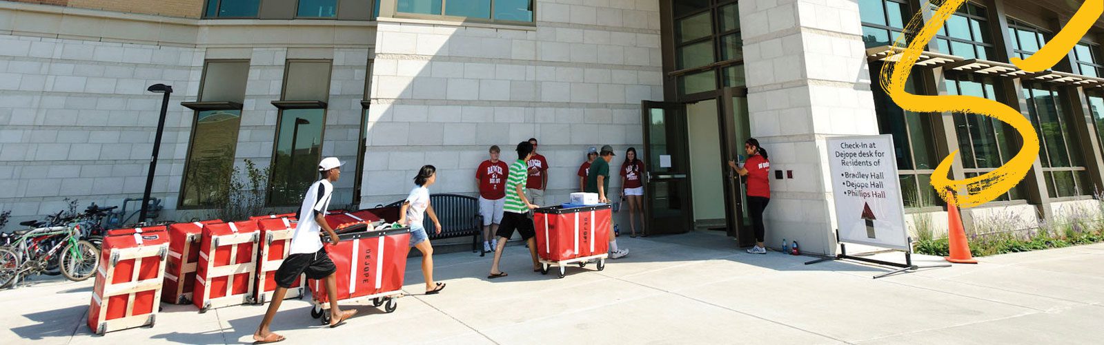 Students moving into Dejope Hall