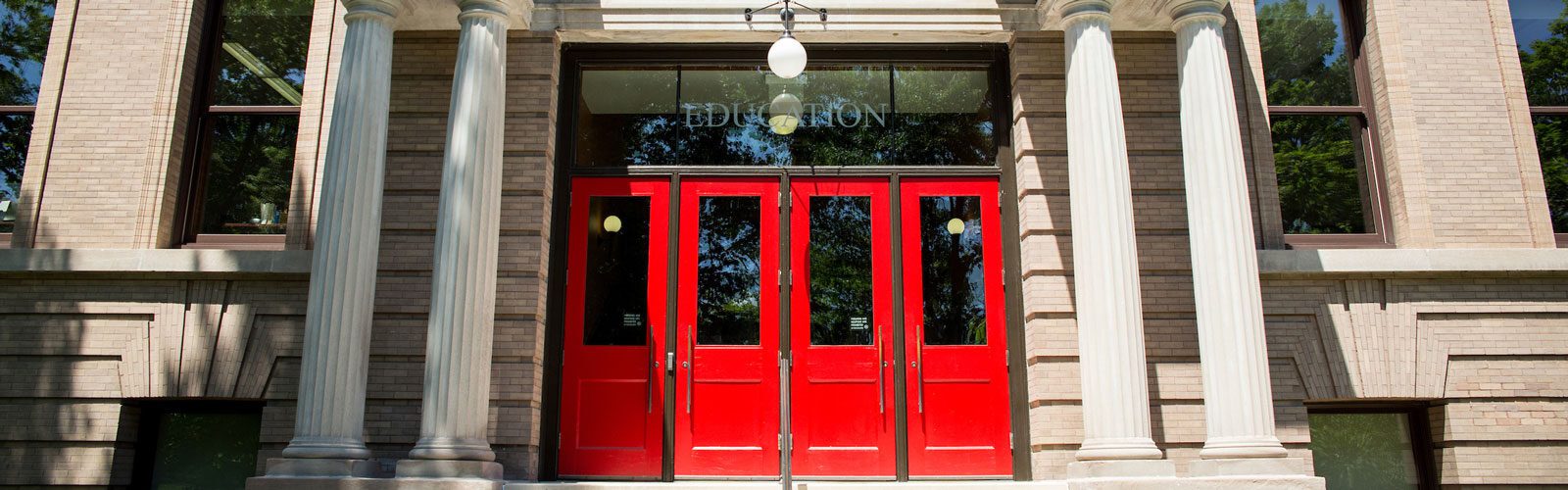 The red doors of the education building