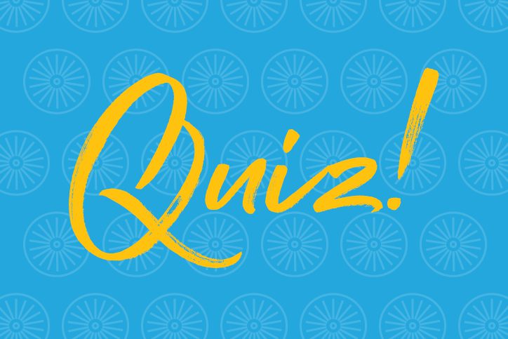 Graphic of a blue background with a pattern of the iconic Memorial Union Terrace chairs overlaid, and the word 'Quiz!'