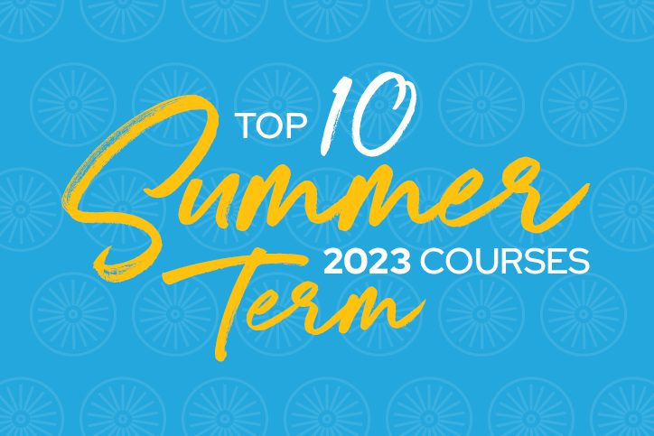 graphic images that says Top 10 Summer Term 2023 Courses