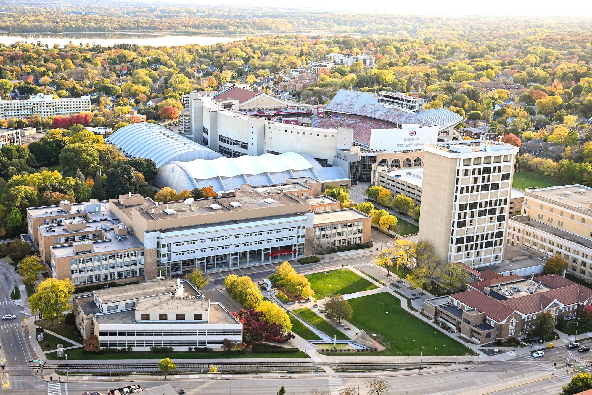 Aerial shots of the Engineering buildings on campus