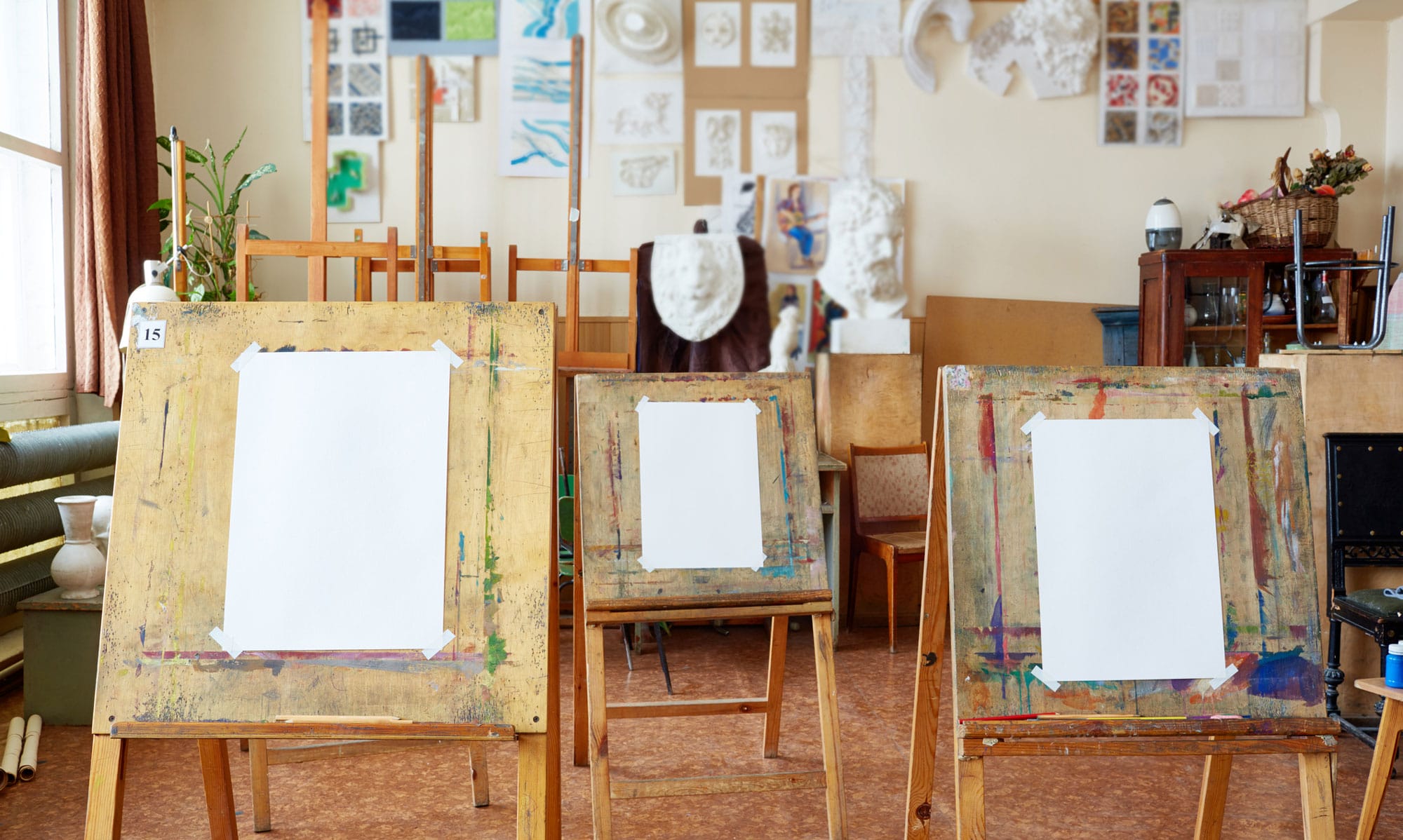 Easels in an Art classroom  