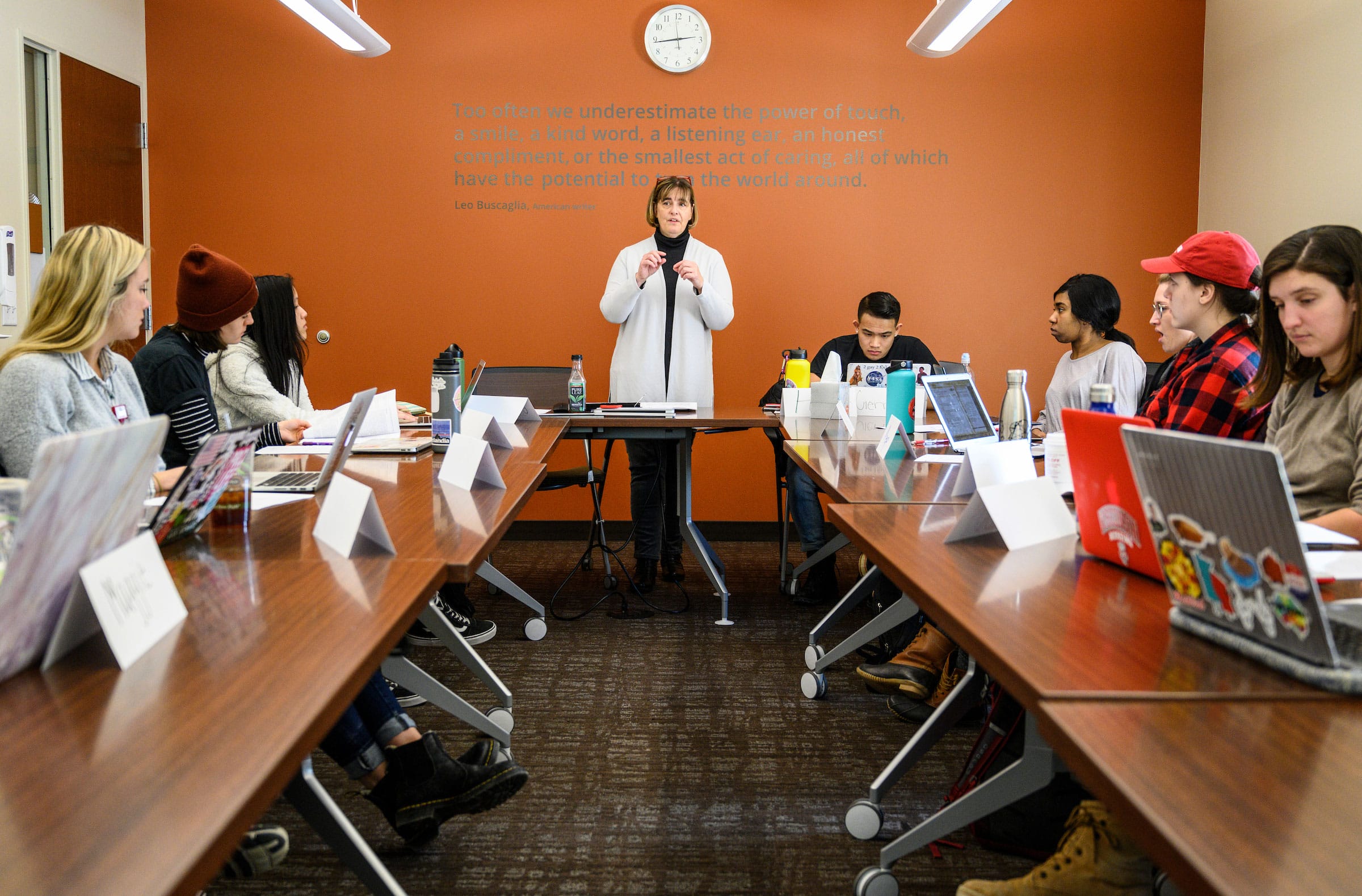 Professor of Nursing speaking to class