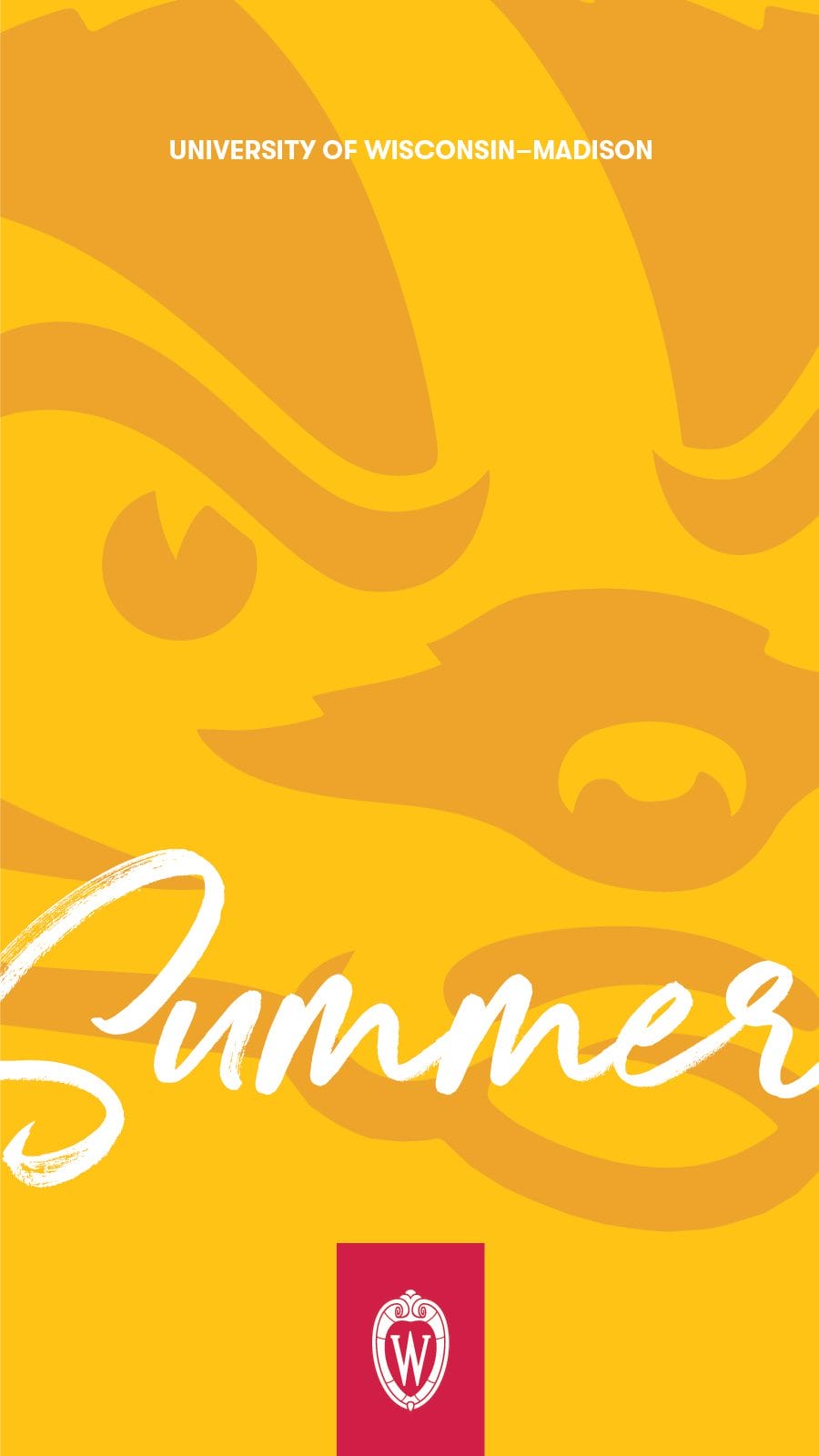 Phone background graphic of Bucky Badger and the word 'Summer'