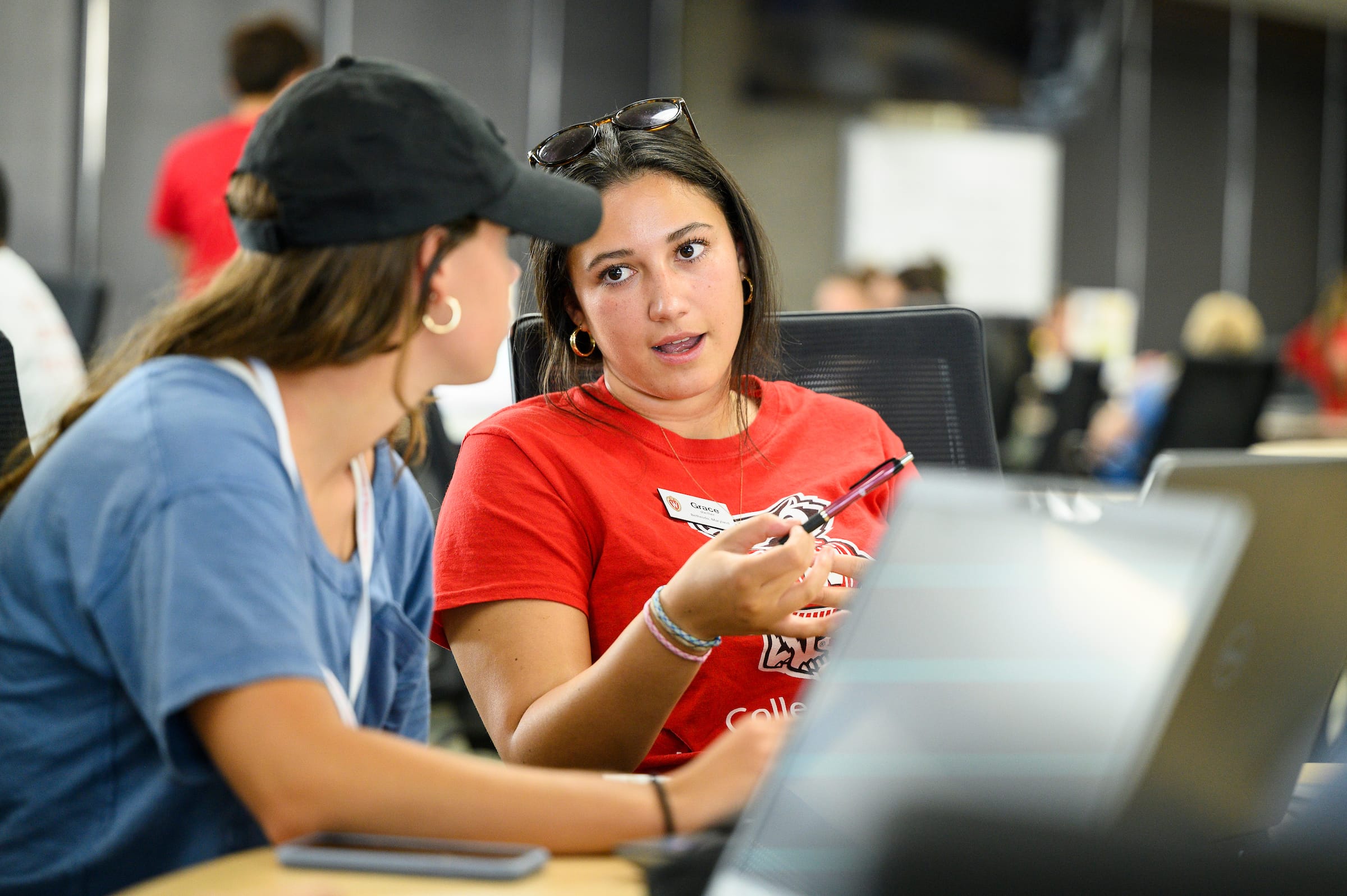 An advisor talking to a student